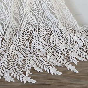Vintage Style Wheat ears lace fabric in Off White, Crochet Guipure Milk Silk For Communion, Baptism, Christening dress, Wedding gown supply