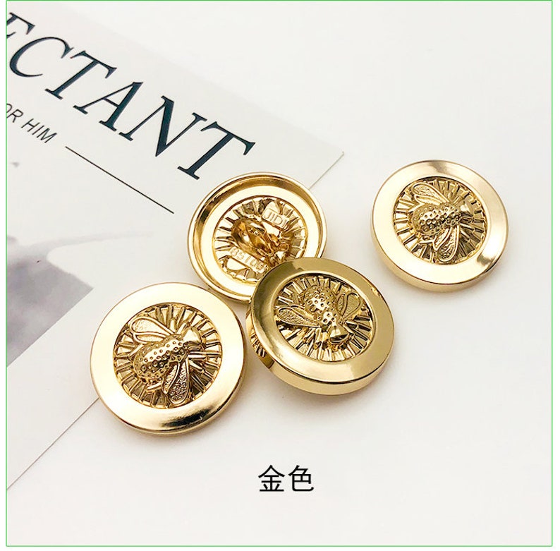 50 Pcs Lovely Dark Gold Bumblebee Shank Buttons, Round Insect Buttons ...