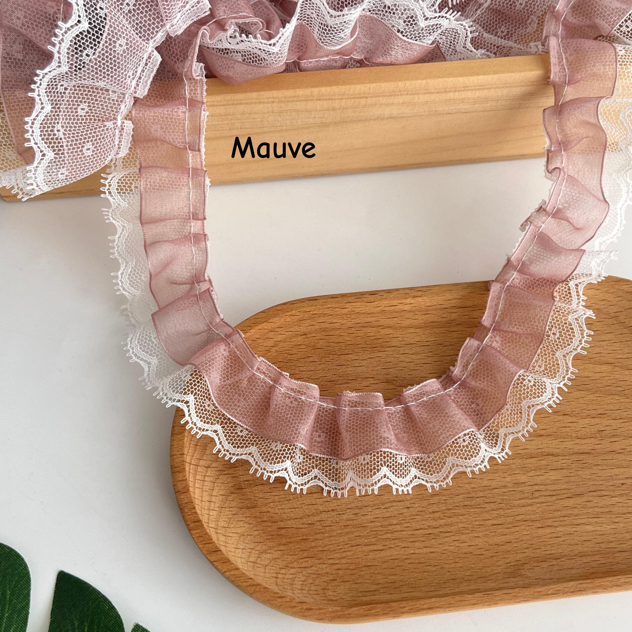 Pleated Narrow Double Layers Lace Trim, Eyelash Ruffled Lace Trim