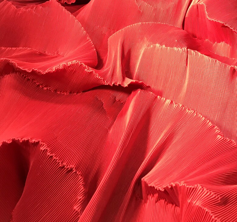 Stiff Ruffled Fabric in Pink, Pleated Texture Bridal Gown Fabric for ...