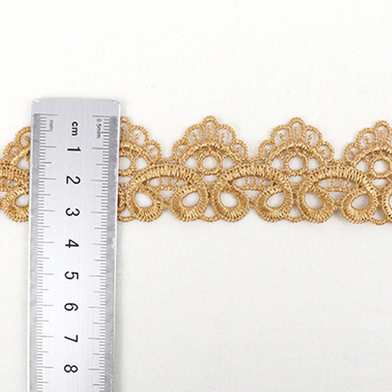 Vintage Style Gold Lace Trim, Scallop Borders Trim For Veil border, Birthday Headband, Cosplay, Princess Crown, DIY Crafts, Choker image 5