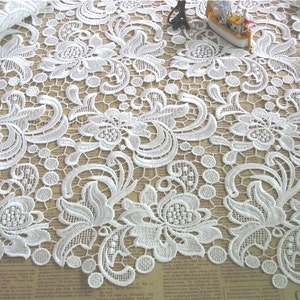 Off White Venice Guipure Lace Fabric, Hollow out Lace, Victorian Crochet fabric, Women Gown Fabric, Bridal Dress Lace, Houte Couture