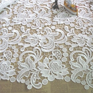 Off White Venice Guipure Lace Fabric, Hollow out Lace, Victorian Crochet fabric, Women Gown Fabric, Bridal Dress Lace, Houte Couture