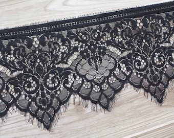 Chantilly Lace Vintage-style Black Lace Trim for Weddings, Shawls, Lace Cuffs, Lingerie, Costumes, 3 Yards
