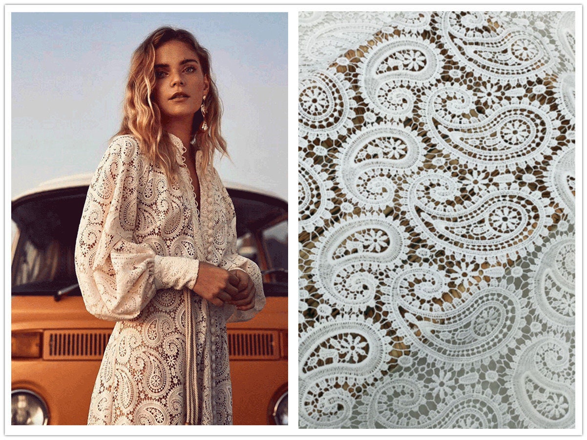 Retro Paisley Pattern Fabric Hollow Out Milk Silk Lace off - Etsy