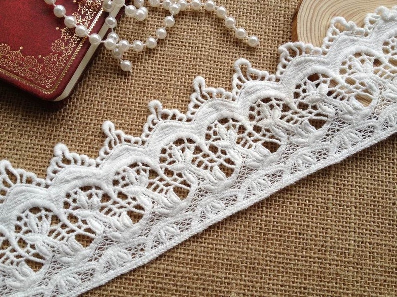 Cotton Fabric Lace Trim Vintage Lace Trim White Floral Lace Etsy