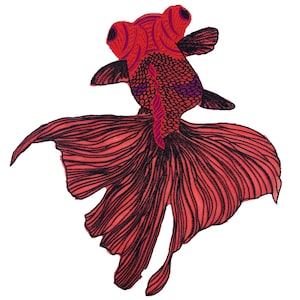 Red Goldfish Sewing Applique, Exquisite Fish Embroidered Patch, Loose Dresses Patch, Jackets Patch, Shawls Patch, Cheongsam Patch