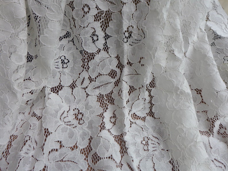 Ivory Alencon Corded Lace Fabric Elegant Rose Lace Chantilly - Etsy