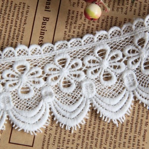 Gebroken Wit Katoen Kant Trim, Geschulpt Geborduurd Kant, Vintage Strik patroon, Bruiloft Kant, Door 2 yards