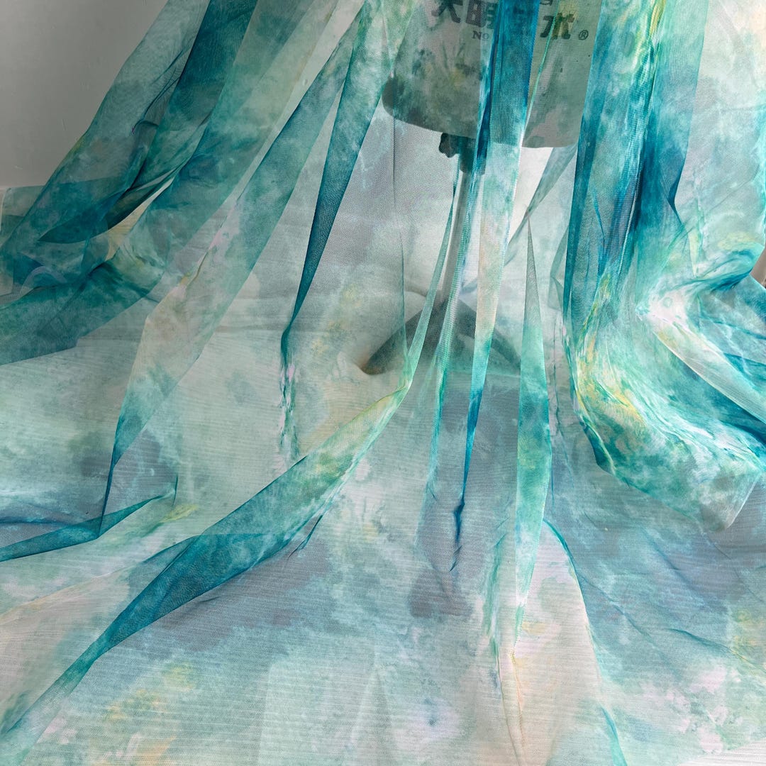 Ty-dye Green Yellow Mesh Lace Fabric Tulle Fabric, for Cosplay, Spring ...