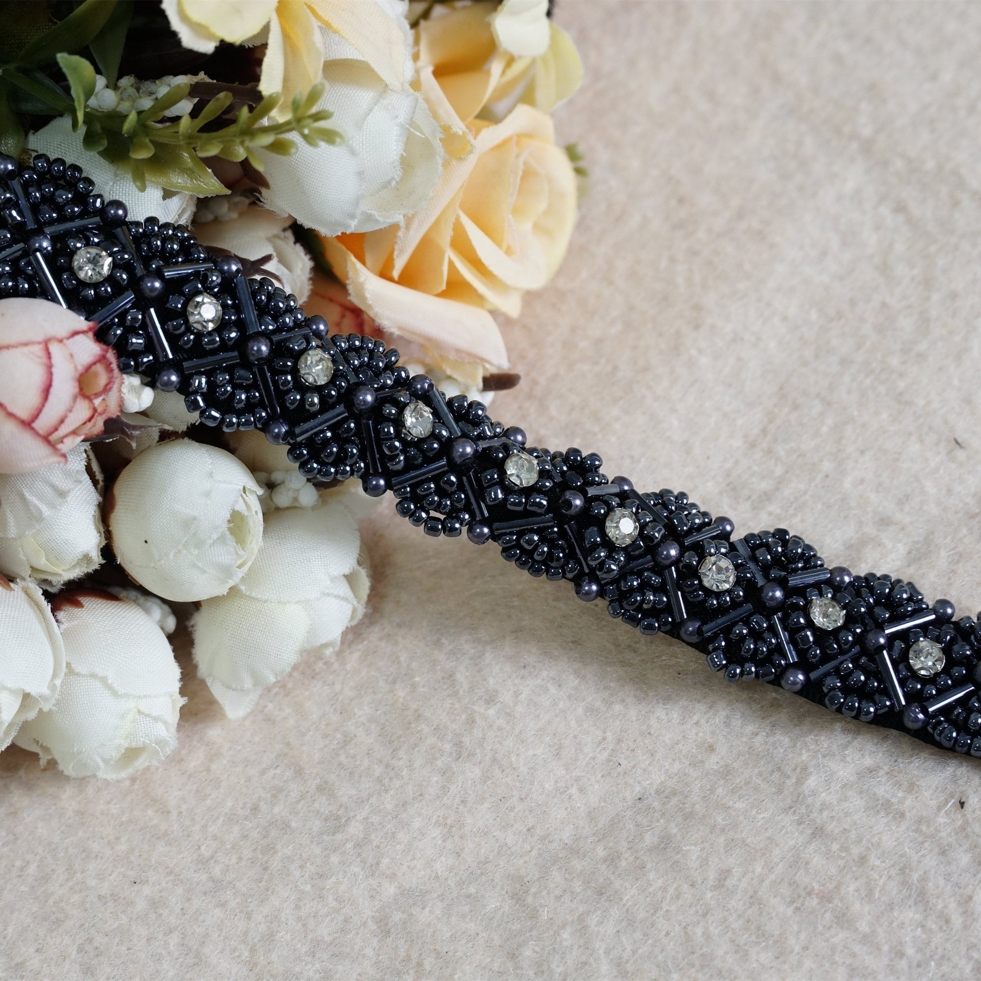 Rhinestones Beaded Ribbon Trim, Beading Bridal Sashes, Wedding Belt ...