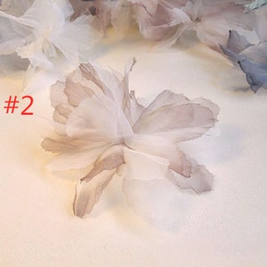 3D Organza lace Flower patch, Blue Ombre Bridal Flowers Applique For Millinery, DIY Craft, Brooch Design, Garter, Sash Belt # Light Coffee Ombre