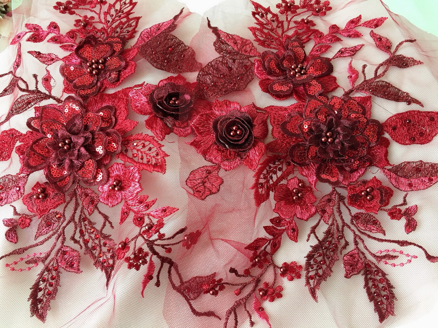 red lace applique