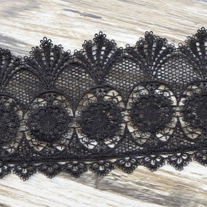 Black Guipure Lace Venice Lace Trim Pineapple Trim Fabric 4.92 Inches wide, 2 yards