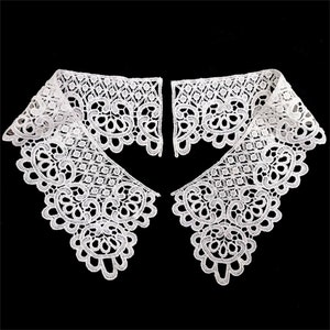 Collier en dentelle guipure géométrique de style vintage, collier de costume, appliques de collier de collier, col automne, col pull, 1 paire