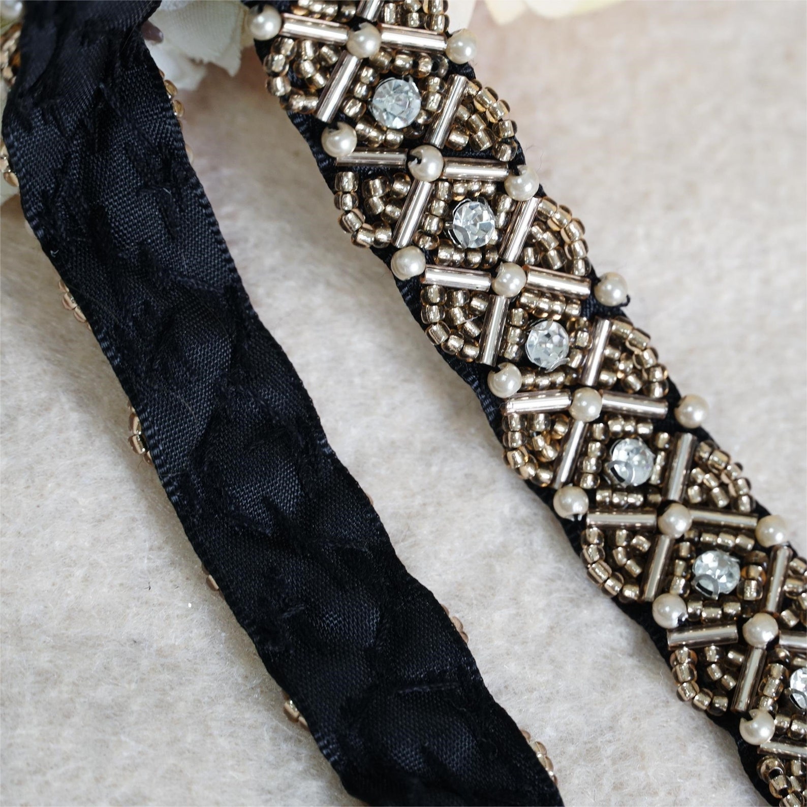 Rhinestones Beaded Ribbon Trim, Beading Bridal Sashes, Wedding Belt ...