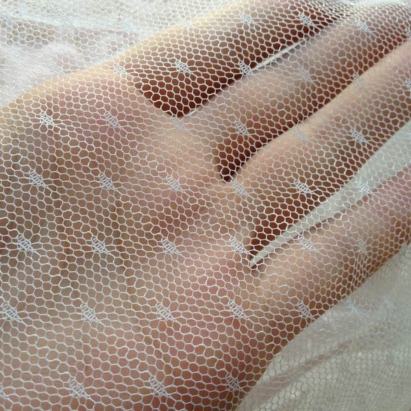 Dotted Gauze Lace Fabric, French Gauze Lace, Lovely Dotted Floral Lace Fabric by 1 Yard