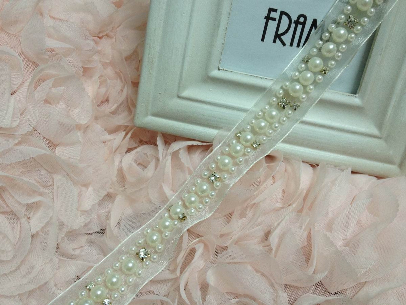 Bridal Beaded Trim Ivory Pearl and Rhinestone Beads Wedding Etsy