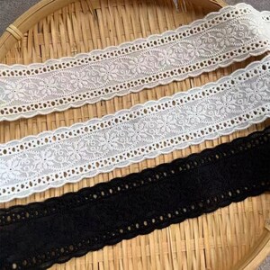 Embroidery Insert Cotton Eyelets trim, Vintage Flowers Embroidery Cotton Trim for Skirts, heirloom, Garment Sewing, By 2 Yards