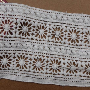 Retro Lace Trim, Cotton Lace, Off White Cotton Lace Fabric, Wedding Sewing Dress Bridal Lace, 1 Yard