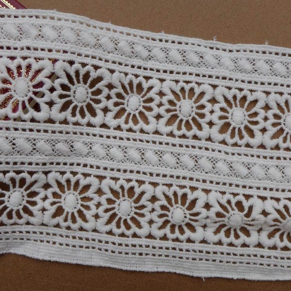 Retro Lace Trim, Cotton Lace, Off White Cotton Lace Fabric, Wedding Sewing Dress Bridal Lace, 1 Yard