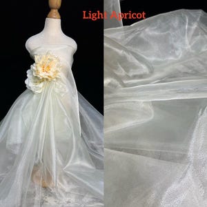Aqua Schimmer Organza spitze stoff, Glanz schiere stoff Für Hochzeitskleid, Fliege, Houte Couture, Fotografie, Kleid Futter, 1 Yard Light Apricot