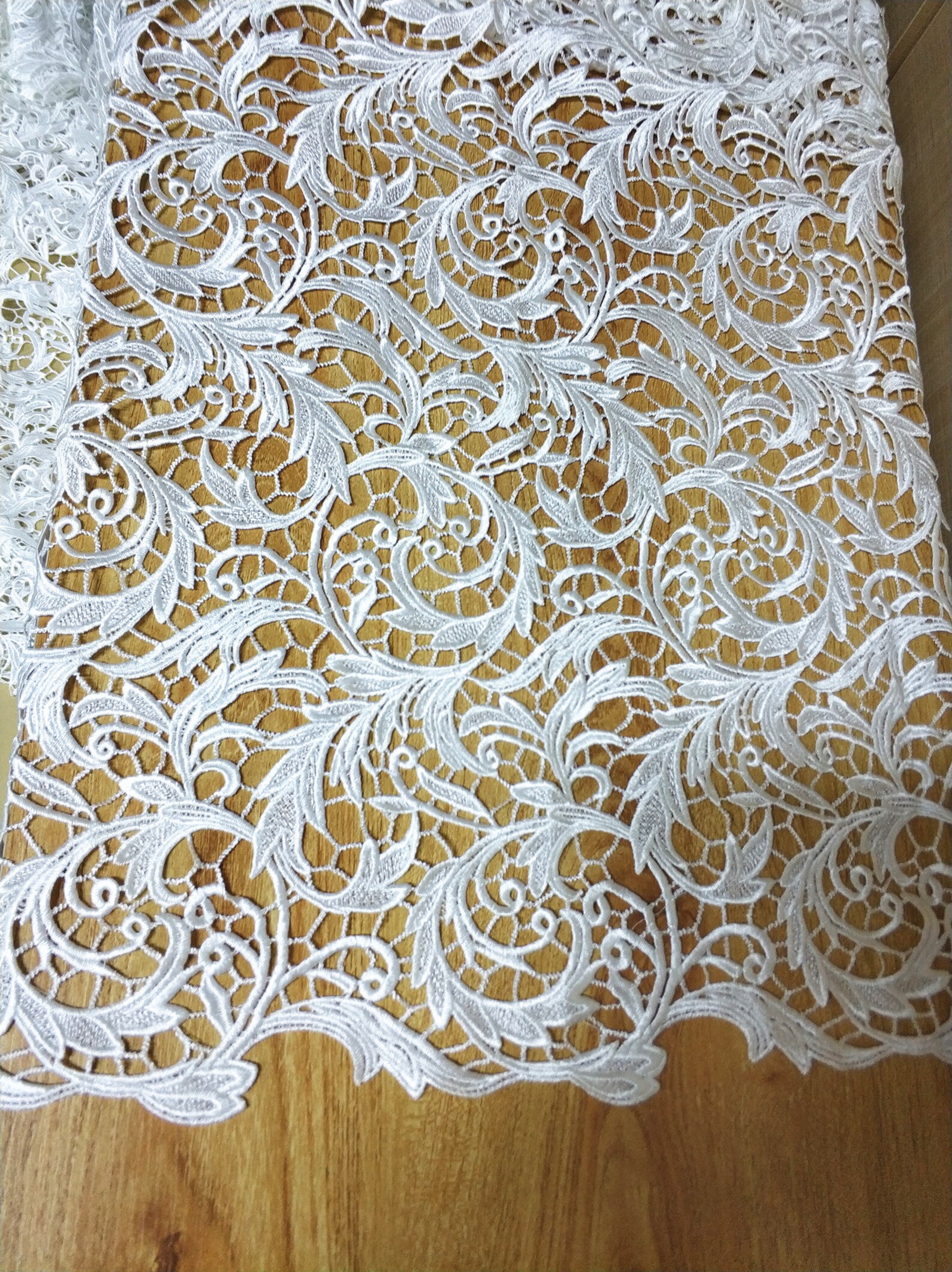 White Wedding Fabric Crochet Hollow Leaf Lace Fabric Venice Etsy