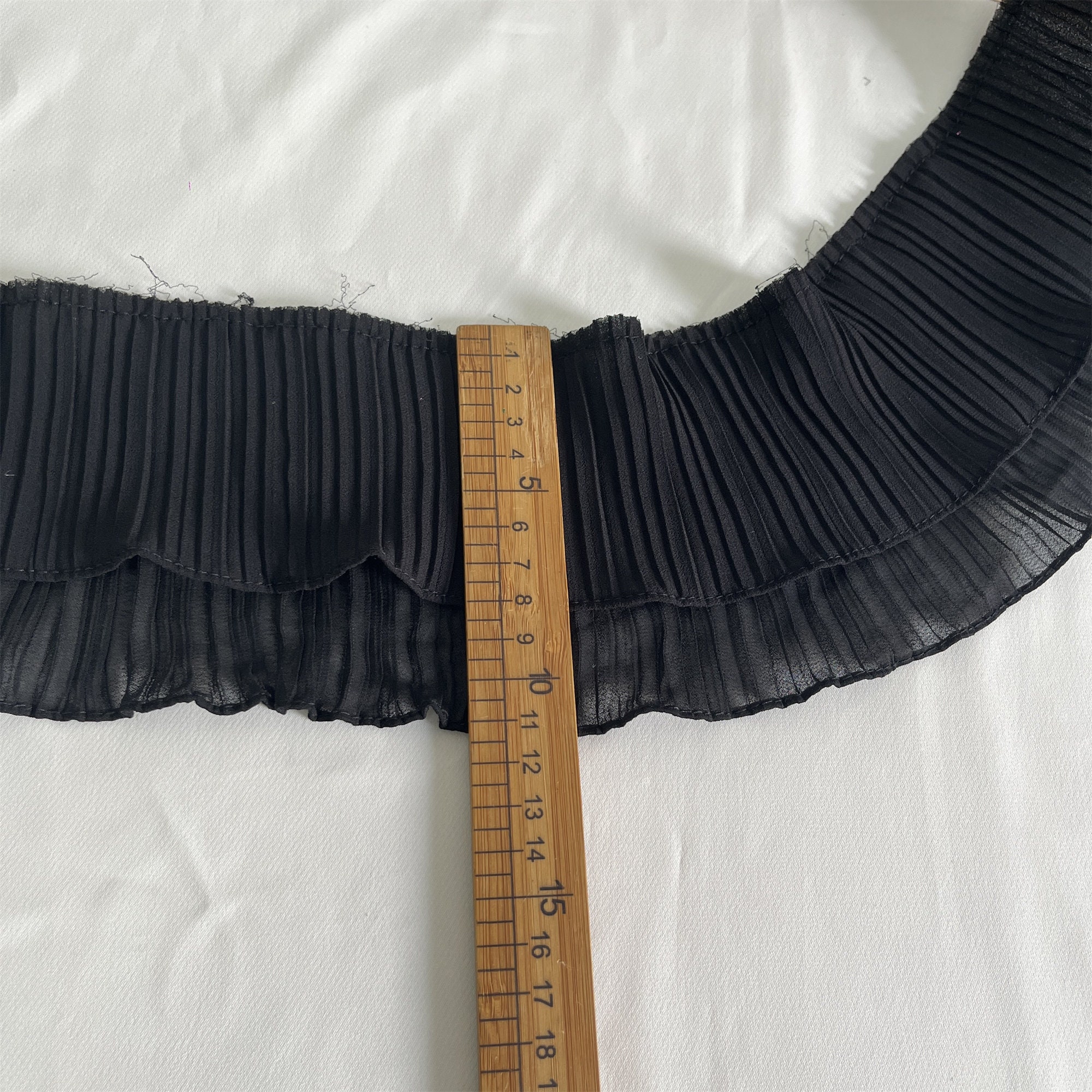 Historial Ruffle Trim 2 Layers Chiffon Fold Lace Trim, Ruffle Black Lace Trim, Pleated Trim ...