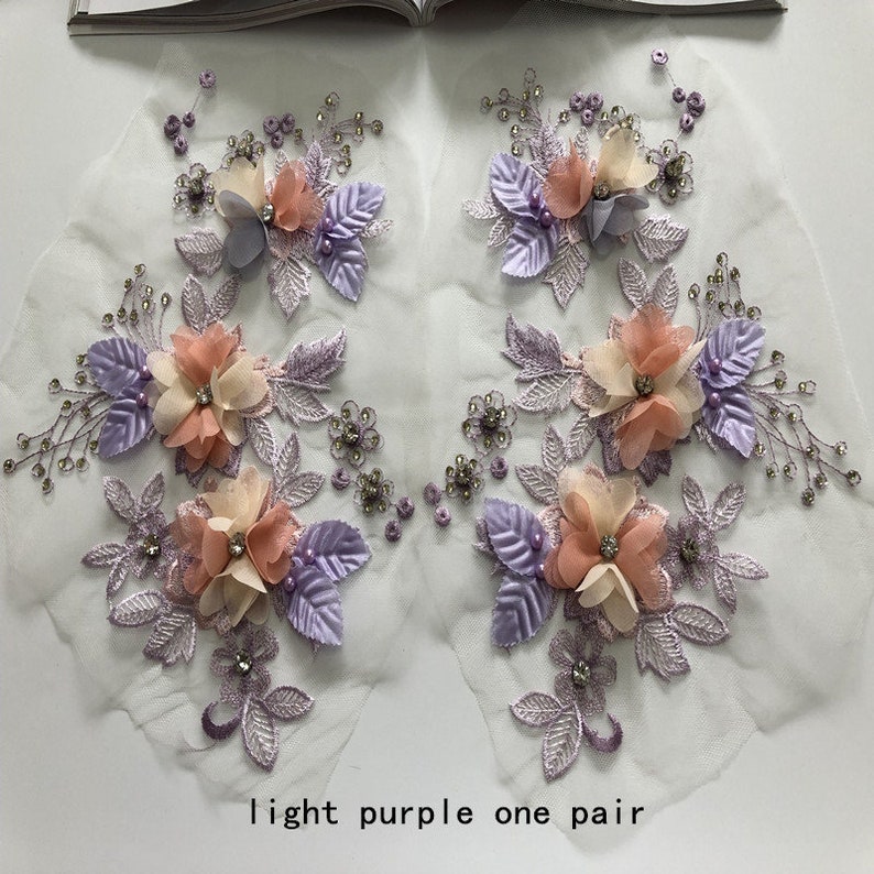 3D Chiffon Flower Lace Applique Fairy Bodice Applique for Etsy