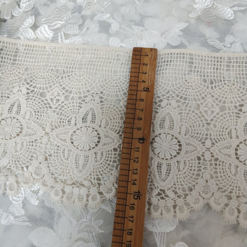 Beige Crocheted Scalloped Lace Ecru Cotton Lace Trim Retro Design Lace, By 1 Yard image 7