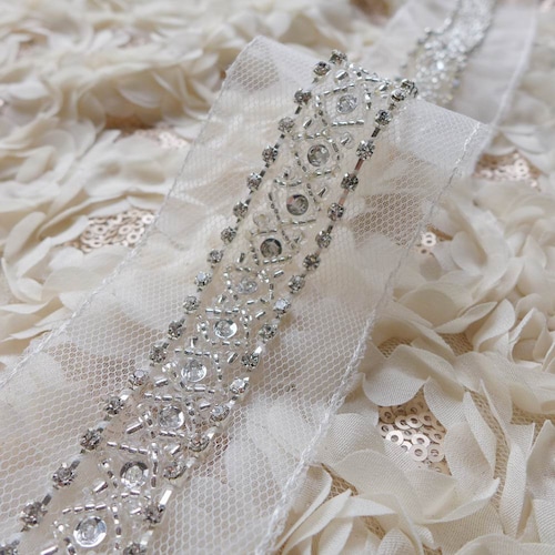 Luxury Crystal Beaded Lace Trim Rhinestone Trim 1.9 Etsy
