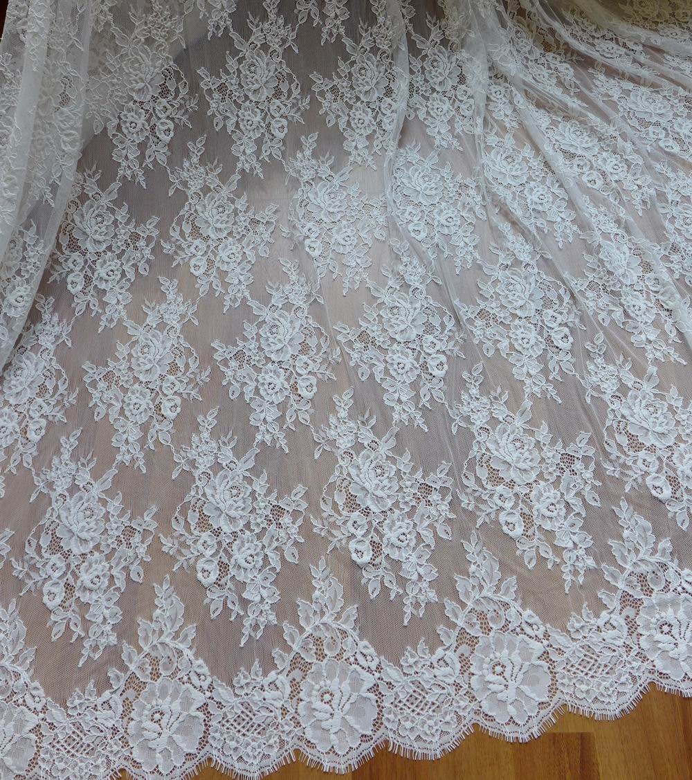 Off White Wedding Lace Fabric Soft Chantilly Floral Fabric - Etsy