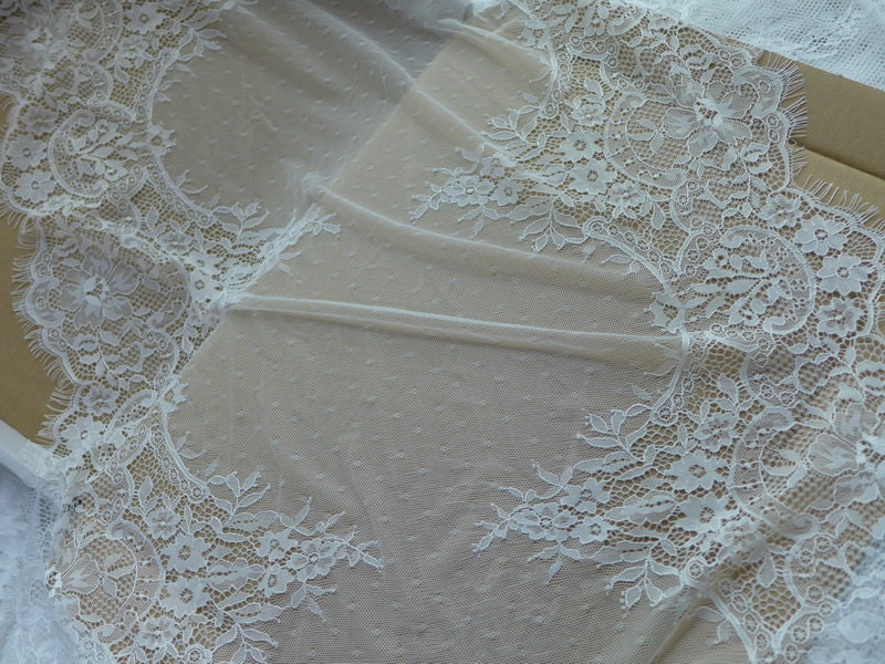 French Chantilly Lace off White Floral Embroidered Lace Trim | Etsy