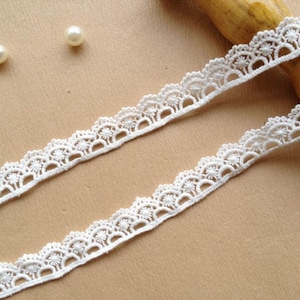 Cotton Lace Trim, Lovely Ribbon Lace in Off White for Sewing, Gift Wrap, Invitation card, Crafts, by 2 Yards