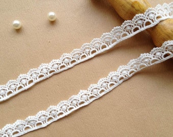 Cotton Lace Trim, Lovely Ribbon Lace in Off White for Sewing, Gift Wrap, Invitation card, Crafts, by 2 Yards