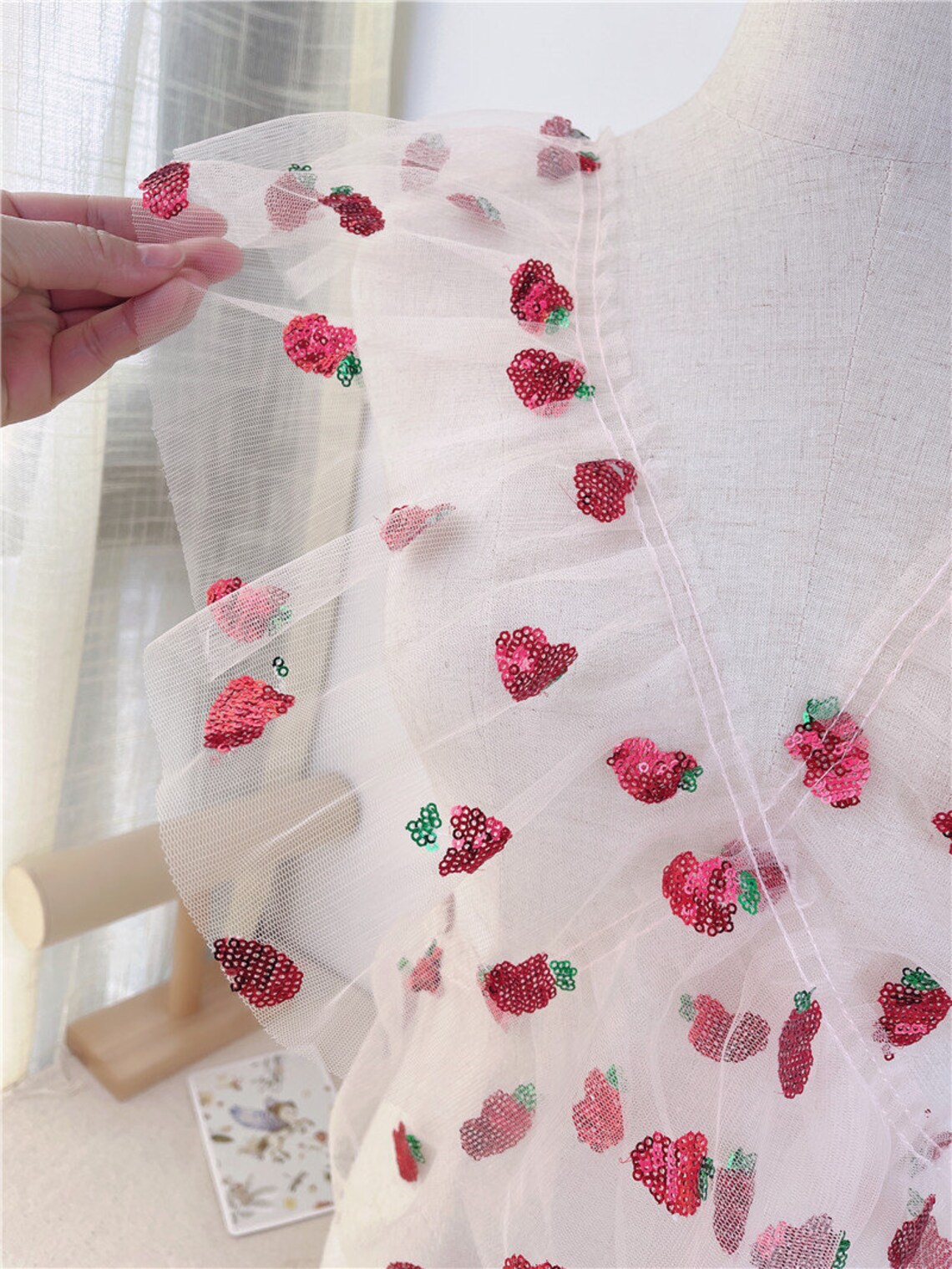 strawberry sequin tulle