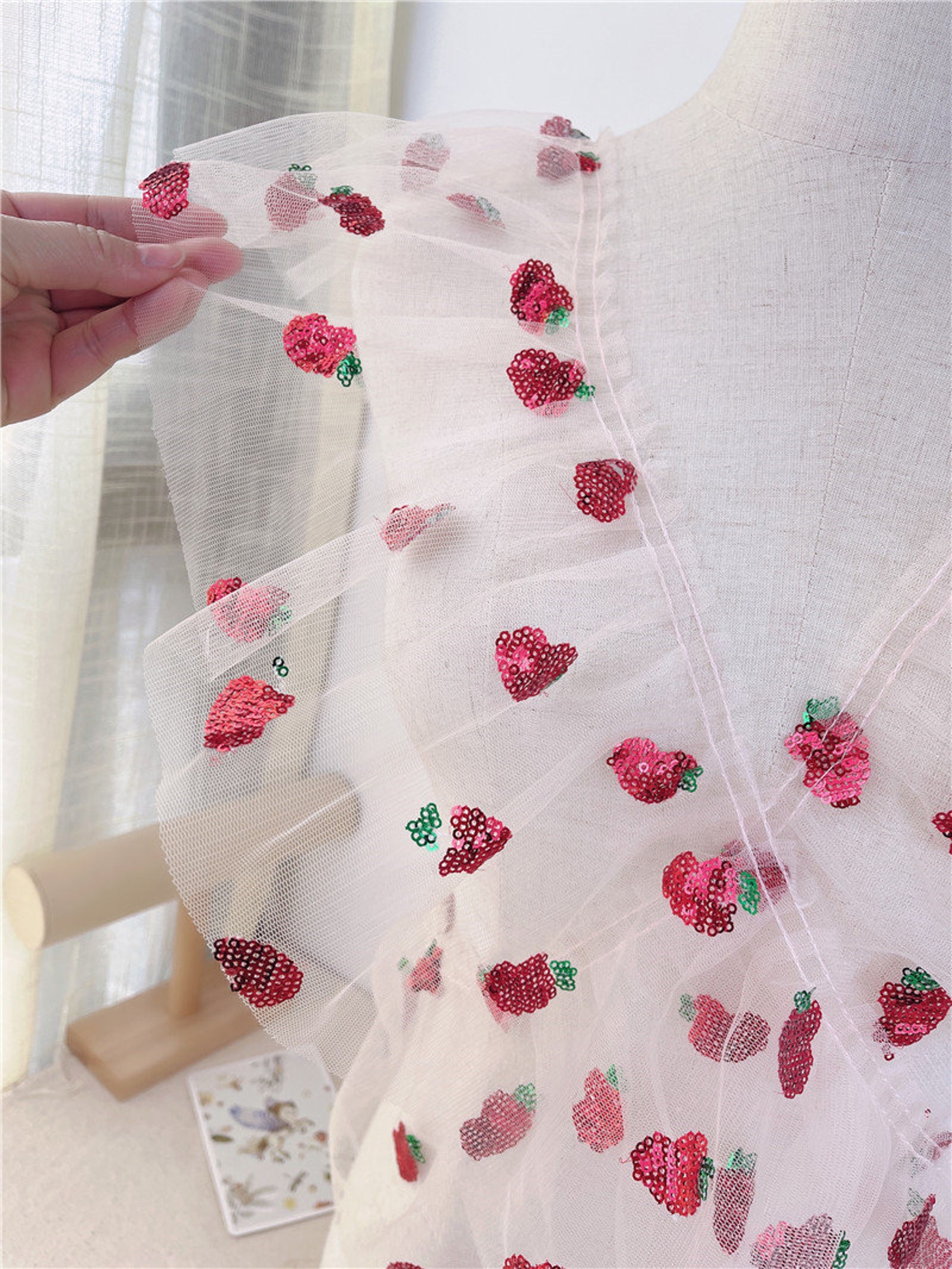 strawberry sequin tulle