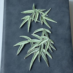 Green Bamboo Leaves Iron-On Patch, Leaf Embroidered Applique For Vintage Clothing, T-Shirt, Dress, Denim Jacket, Cushion, DIY Crafting
