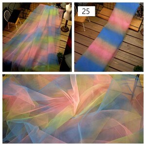 Ombre tulle fabric, Fantasy Rainbow Color tulle lace For Curtain, Veil Supply, Voile Dress Fabric, Princess dress, by 1 yard image 2