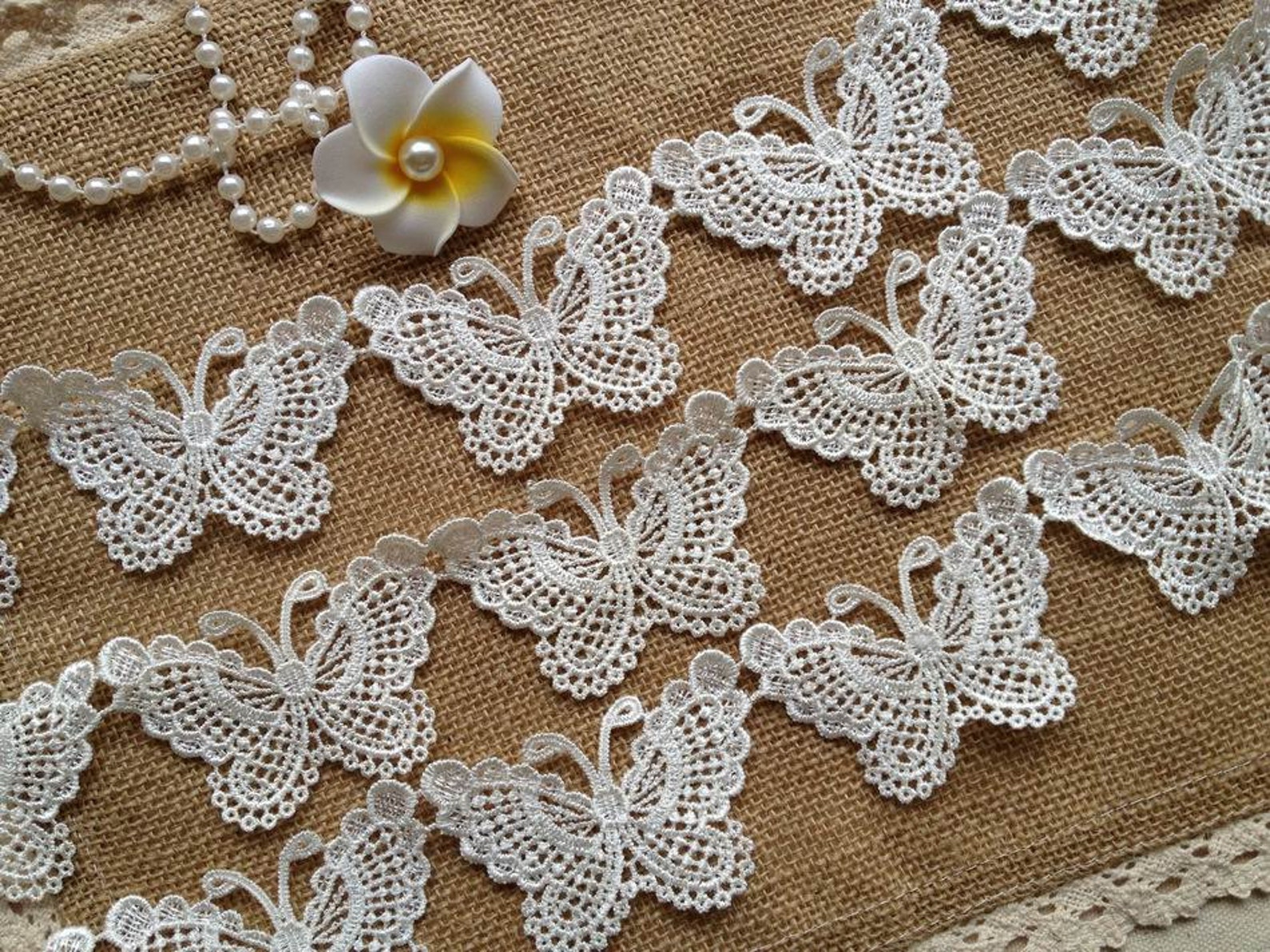 Pretty Butterfly Applique Lace Ivory Wedding Lace Trim for Etsy