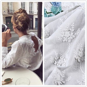 Baumwolle Stoff Chic Blume Baumwolle Spitze Stoff in Off weiß für Boho Kleid, Mädchen Kleid, Spitze Top, Brautkleid, Tasche, Vorhänge, von 1 Meter