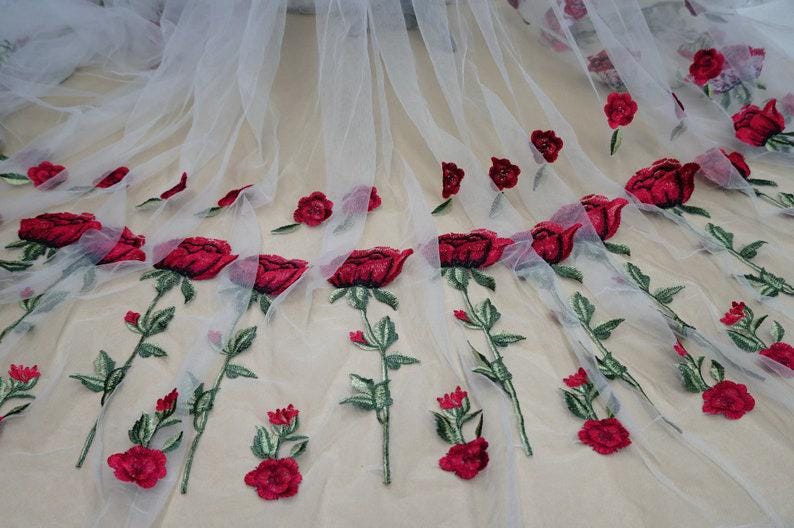 White Dress With Red Embroidery - Etsy