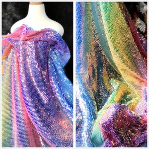 Spectacular Ombre Sequins lace fabric, Rainbow Paillette sequin lace For Haute Couture, Party Decor, Banquet, Mermaid Dress, Banquet