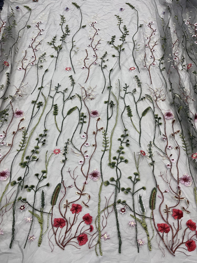 Exquisite Floral Embroidery Lace Fabric Wedding Gown Fabric Etsy