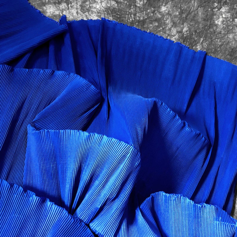 Stiff Frill Fabric in Orange, Pleated Texture Bridal Gown Fabric for ...
