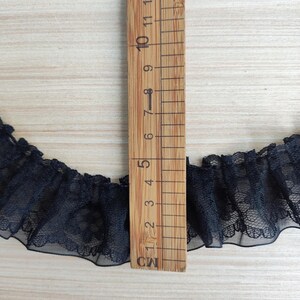 Black Ruffled Lace Trim for Bridal, Baby, Housewares, Sewing, Crafts, by 2 yards image 4