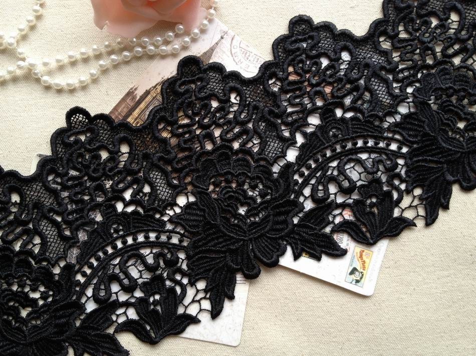 Gorgeous Black Venice Lace Vintage Rose Lace Trim for Altered Couture ...