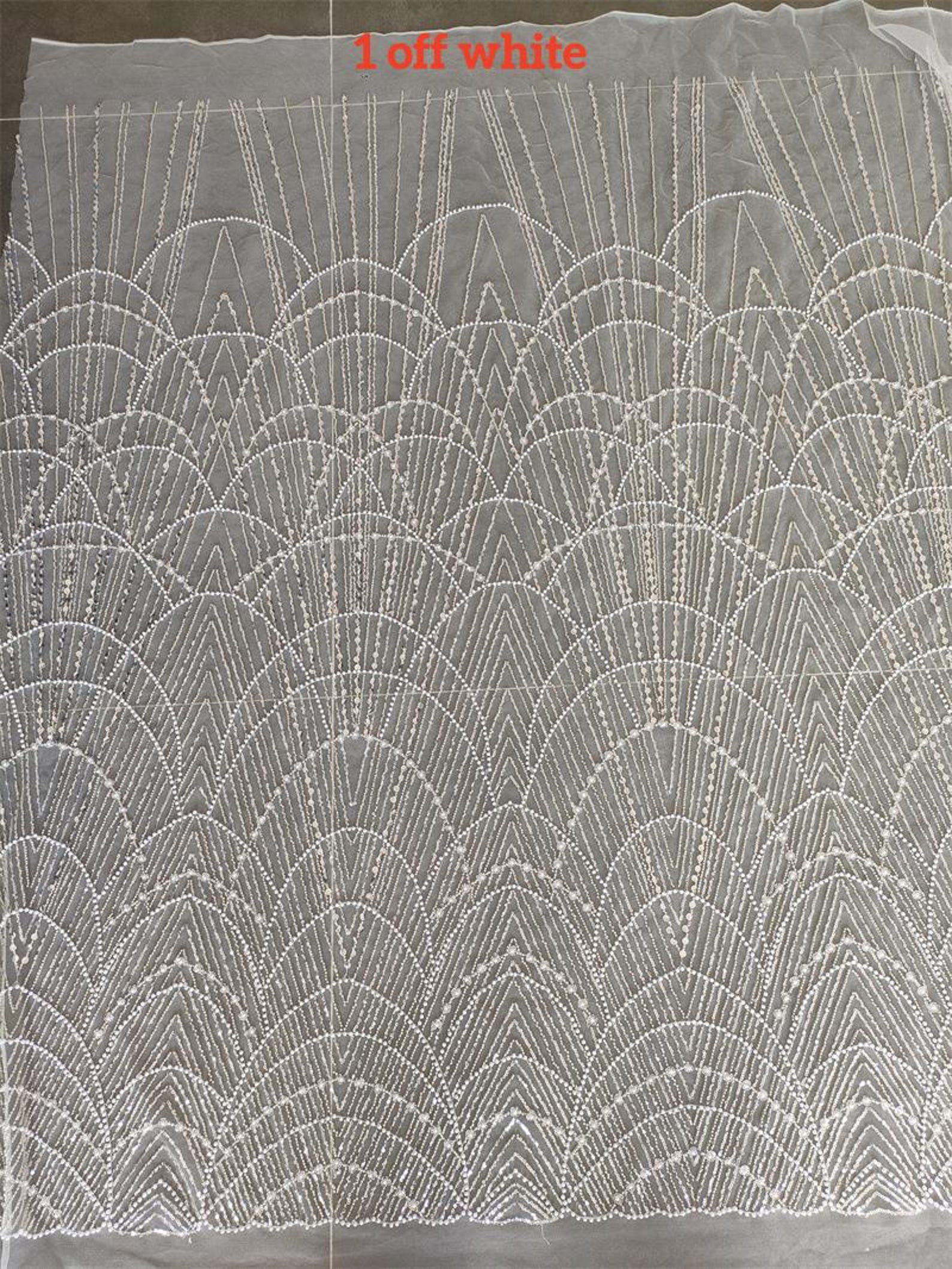 Elegant Heavy Embroidery Lace Fabric, Waved Pearl Embroidery, Diagonal ...
