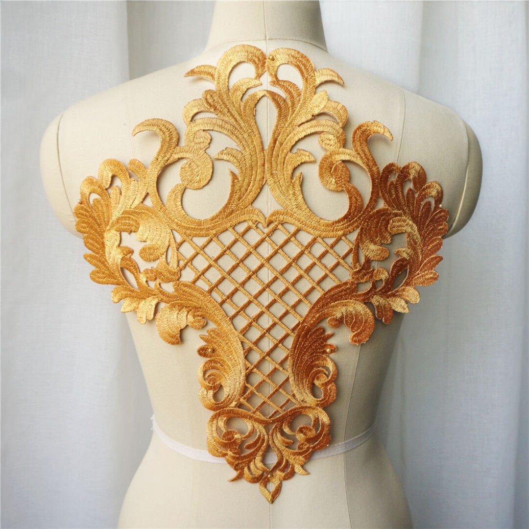 Premium Gold Venice Lace Applique Vintage Embroidery Silver Etsy