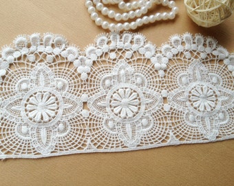Off White Lace Trim, Bridal Lace, Vintage Lace, Cotton Lace, Scalloped Wedding Lace, by 2 yards